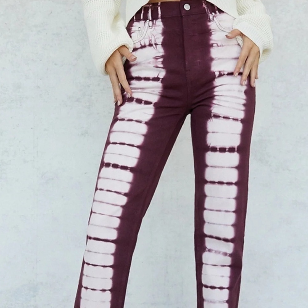 PacSun Eco Raspberry Tie Dye High Waisted Straight‎ Leg Jeans Size 25 NWOT Retro